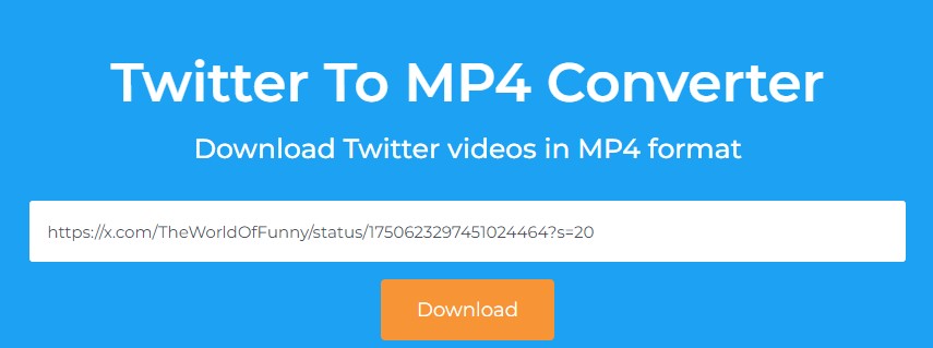 Kunjungi twitter-to-mp4.com, tempel tautan video Twitter Anda di kotak masukan, dan klik Unduh.